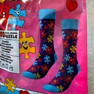 Main & Local You Complete Me Puzzle Socks NWT Unisex Valentine Gift Novelty